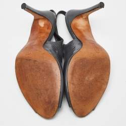 Gina Grey Leather Open Toe Slingback Sandals Size 37.5