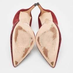 Pre Owned Gina Burgundy Suede Crystal Embellished Pointed Toe Pumps Size 37