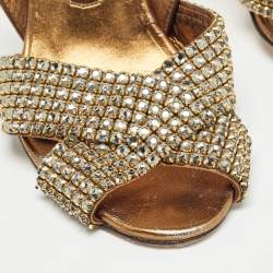 Gina Metallic Crystal Embellished Leather Slingback Pumps Size 37