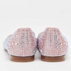 مملوكة مسبقًا Gina Pink Satin Crystal Embellished Ballet Flats Size 39.5