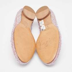 مملوكة مسبقًا Gina Pink Satin Crystal Embellished Ballet Flats Size 39.5