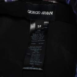 Pre Owned Giorgio Armani Purple Abstract Leaf Print Silk Satin Beret M