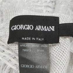 Giorgio Armani Grey Lurex Knit Wool Scarf 