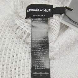 Giorgio Armani Grey Lurex Knit Wool Scarf 