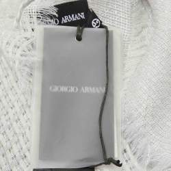 Giorgio Armani Grey Lurex Knit Wool Scarf 