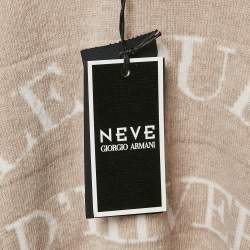 Pre Owned Giorgio Armani Neve Beige Logo Cashmere Crew Neck Sweater S