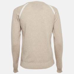 Pre Owned Giorgio Armani Neve Beige Logo Cashmere Crew Neck Sweater S