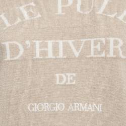 Pre Owned Giorgio Armani Neve Beige Logo Cashmere Crew Neck Sweater S