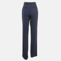 Giorgio Armani Navy Blue Wool Straight Leg Trousers M