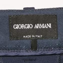 Giorgio Armani Navy Blue Wool Straight Leg Trousers M