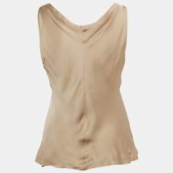 Giorgio Armani Beige Satin Silk Sleeveless Top M