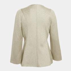 Giorgio Armani Gold Jacquard Zip-Up Blouse M