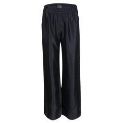 Pre Owned Giorgio Armani Black Silk Elasticized Waist Loose Pants S