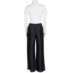 Pre Owned Giorgio Armani Black Silk Elasticized Waist Loose Pants S