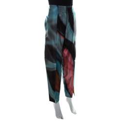 Pre Owned Giorgio Armani Multicolor Silk Satin High Waisted Pants M