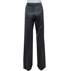 Pre Owned Giorgio Armani Dark Grey Wool & Silk Straight Leg Trousers M