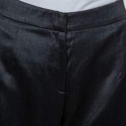 Pre Owned Giorgio Armani Dark Grey Wool & Silk Straight Leg Trousers M