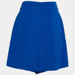 Pre Owned Giorgio Armani Royal Blue Silk Skort Waist: 27"