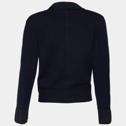 Pre Owned Giorgio Armani Navy Blue Wool Knit Jacket M