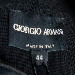 Pre Owned Giorgio Armani Navy Blue Wool Knit Jacket M