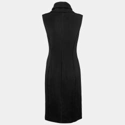Pre Owned Giorgio Armani Black Stretch Knit Turtleneck Sleeveless Midi Dress M
