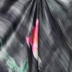 Pre Owned Giorgio Armani Grey Printed Silk Braided Strap Detail Tank Top L