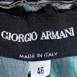 Pre Owned Giorgio Armani Grey Printed Silk Braided Strap Detail Tank Top L