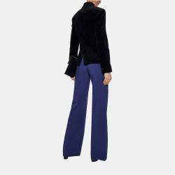 Pre Owned Giorgio Armani Blue Wool Wide-Leg Pants M (IT 42)