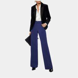 Pre Owned Giorgio Armani Blue Wool Wide-Leg Pants M (IT 42)