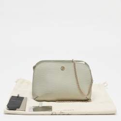 Giorgio Armani Light Green Lizard Chain Clutch