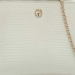 Giorgio Armani Light Green Lizard Chain Clutch