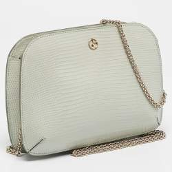 Giorgio Armani Light Green Lizard Chain Clutch