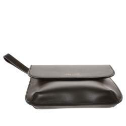 Pre Owned Giorgio Armani Khaki Green Wristlet Clutch