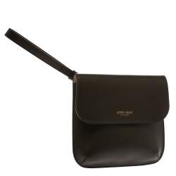 Pre Owned Giorgio Armani Khaki Green Wristlet Clutch