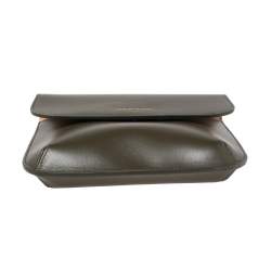 Pre Owned Giorgio Armani Military Green Leather La Prima Wristlet Pouch