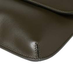 Pre Owned Giorgio Armani Military Green Leather La Prima Wristlet Pouch