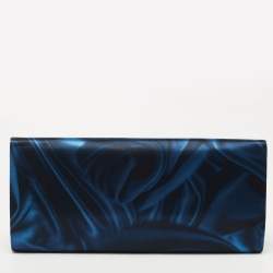 Pre Owned Giorgio Armani Navy Blue/Black Nylon and Patent Leather Oversized Bow Clutch