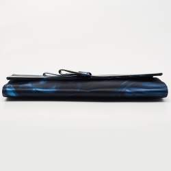 Pre Owned Giorgio Armani Navy Blue/Black Nylon and Patent Leather Oversized Bow Clutch