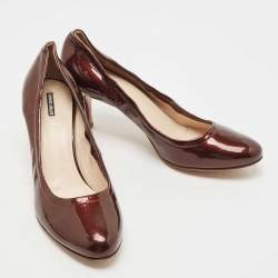 Giorgio Armani Metallic Brown Patent Leather Pumps Size 40