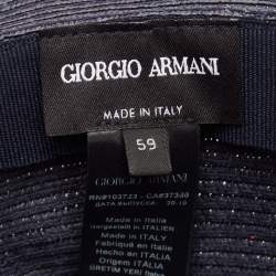 Pre Owned Emporio Armani Grey Logo-Plaque Woven Raffia Sun Hat