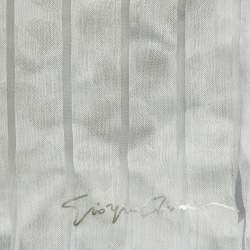 Giorgio Armani Grey Stripe Pattern Silk Blend Stole