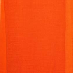 Pre Owned Giorgio Armani Orange Logo Detail Wool Scarf 