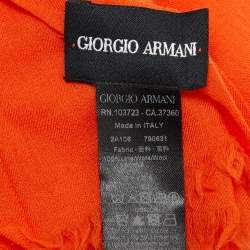 Pre Owned Giorgio Armani Orange Logo Detail Wool Scarf 