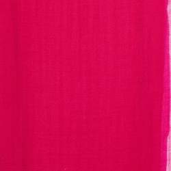 Giorgio Armani Fuchsia Pink Logo Detail Wool Scarf