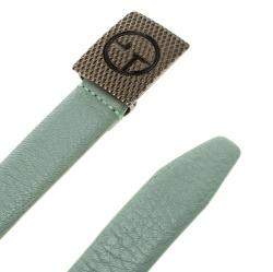 مملوكة مسبقًا Giorgio Armani Pistachio Green Leather Logo Plaque Belt Size 50