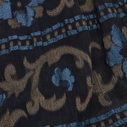 Giorgio Armani Le Collezioni Black Paisley Embroidered Silk Chiffon Stole 