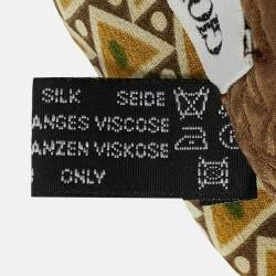 Pre Owned Giorgio Armani Brown Print Silk Fringed Scarf