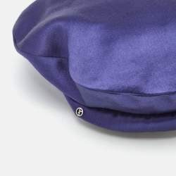 Pre Owned Giorgio Armani Dark Blue Satin Solid Beret Size 57