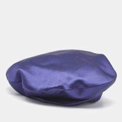 Pre Owned Giorgio Armani Dark Blue Satin Solid Beret Size 57