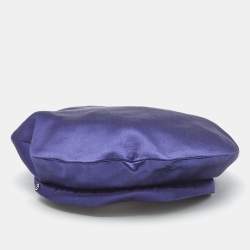 Pre Owned Giorgio Armani Dark Blue Satin Solid Beret Size 57